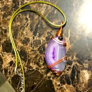 💜Amethyst stone wrapped in Copper wire with a Hematite bead atop.💜